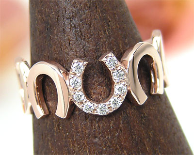 ダイヤモンド リング ホースシュー 馬蹄 K10PGの通販は