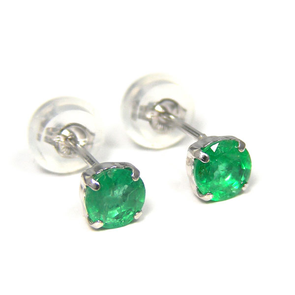 k10WGエメラルドピアス エメラルド ピアス K10WG 10k 10金 ホワイト ゴールド 4mm 4本爪