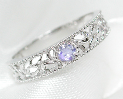 ブルームーンストーン スカシ リング K10WG ホワイト ゴールド