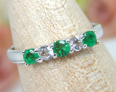 エメラルド リング ホワイトトパーズ K10WG ホワイト ゴールド