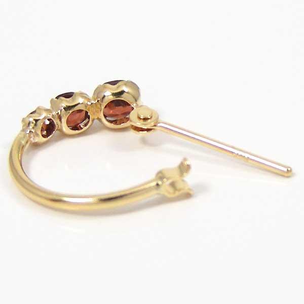 ガーネット フープ ピアス スナップ ピアス 18K K18YG イエロー 
