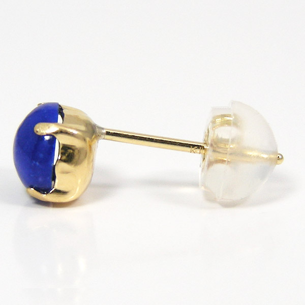 ラピスラズリ ピアス 18k K18YG イエロー ゴールド カボション シンプル 5mm_5