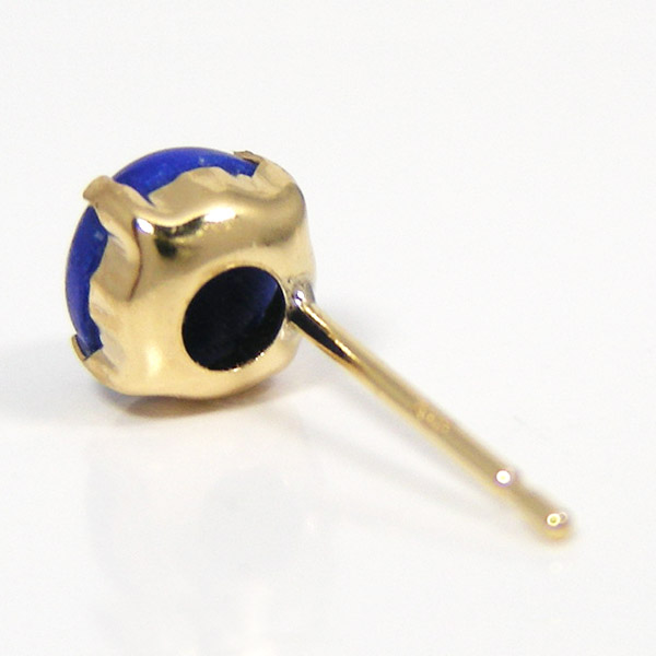 ラピスラズリ ピアス 18k K18YG イエロー ゴールド カボション シンプル 5mm_6