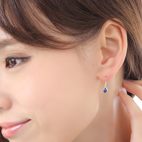 ラピスラズリ フック ピアス K18YG 18k 18金 イエロー ゴールド_2