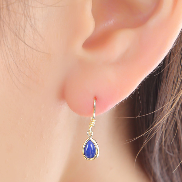 ラピスラズリ フック ピアス K18YG 18k 18金 イエロー ゴールド_3