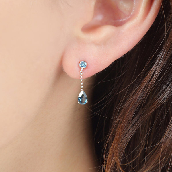 天然 ロンドンブルートパーズ ピアス レディース ピンクゴールド 加工 天然石 11月 誕生石 お守り 誕生日プレゼント 女性 アレルギー対応 ブランド