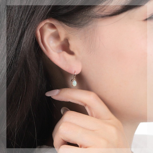 エチオピア産 オパール フック ピアス K18YG 18k 18金 イエロー 