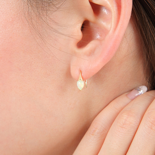 エチオピア産 オパール フック ピアス 18k K18YG 18金 イエロー 