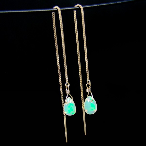 エチオピア産 オパール アメリカン ピアス 18k K18YG 18金 6x4mm