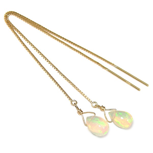 エチオピア産 オパール アメリカン ピアス 18k K18YG 18金 6x4mm