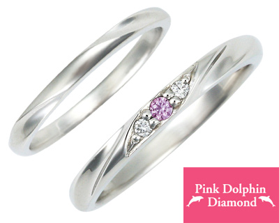 Pt900 プラチナ ピンクドルフィンダイヤモンド マリッジリング 結婚指輪 ペアリングの通販は