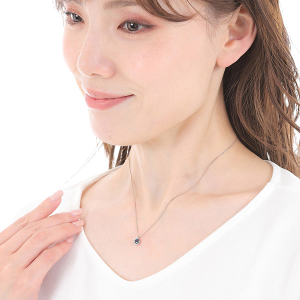 サンタマリア アクアマリン ネックレス Pt900 プラチナ 5mm 雫 ドロップ シンプル 【カード鑑別書付 】_2