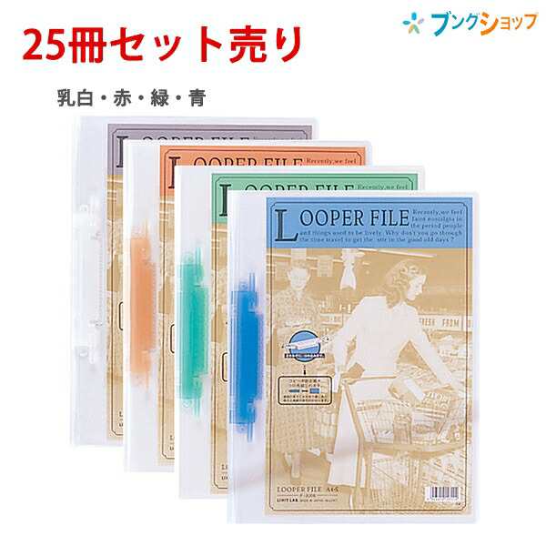 リヒトラブ ルーパーファイル A4タテ 2穴 100枚収容 青 25冊