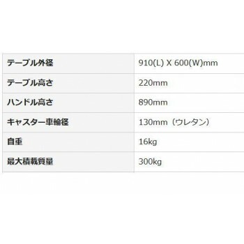 静音台車　ハンドル固定式　ウレタンタイヤ付　最大積載量300kg　PLA300-UR 4549081719006