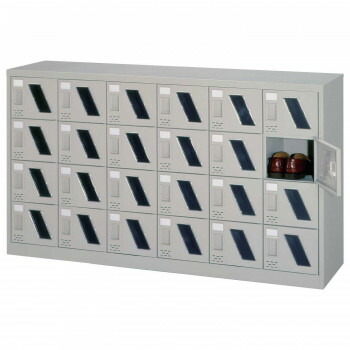 シューズロッカー　6列4段扉付・窓付・錠なしタイプ　ニューグレー COM-SC-24Mの通販は