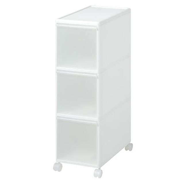 吉川国工業所 収納ストッカー スリムストレージ ミディストッカー 3段 幅25.5cm (キャスター付き) ホワイト MS-30 4979625182124の通販は 7,633円