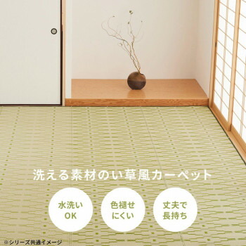 洗えるい草風カーペット やなぎ 江戸間4.5畳 グリーン 約261×261cm 81947545 4955872805894 室内・アウトドアどちらにも…_1