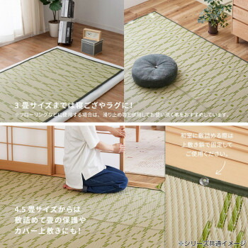 洗えるい草風カーペット やなぎ 江戸間4.5畳 グリーン 約261×261cm 81947545 4955872805894 室内・アウトドアどちらにも…_6