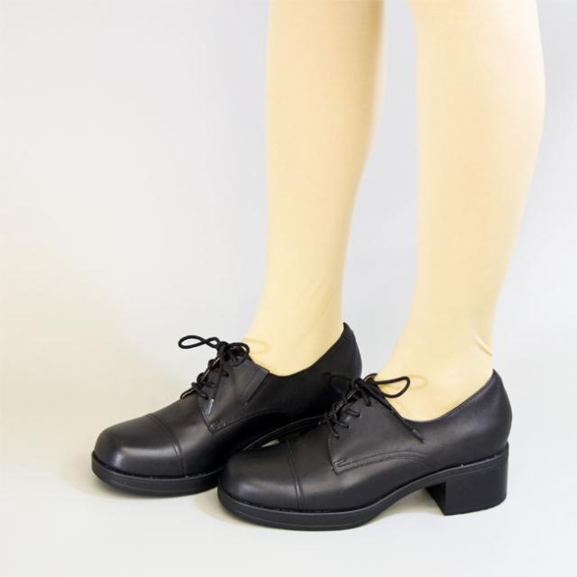 あしながおじさん 厚底パンプス マニッシュ レースアップシューズ チャンキーヒール 本革 レザー レディース 黒 ブラック 22.5-24.5 2810605_9
