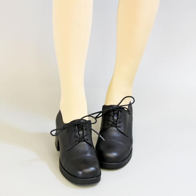 あしながおじさん 厚底パンプス マニッシュ レースアップシューズ チャンキーヒール 本革 レザー レディース 黒 ブラック 22.5-24.5 2810605_8