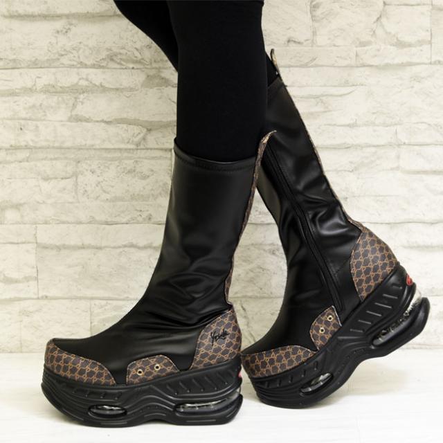 ヨースケ YOSUKE 厚底ブーツ ストレッチブーツ ハイソール ロングブーツ レディース 全4色 22.5-25 ブラック 黒 2710044の通販は 8,224円