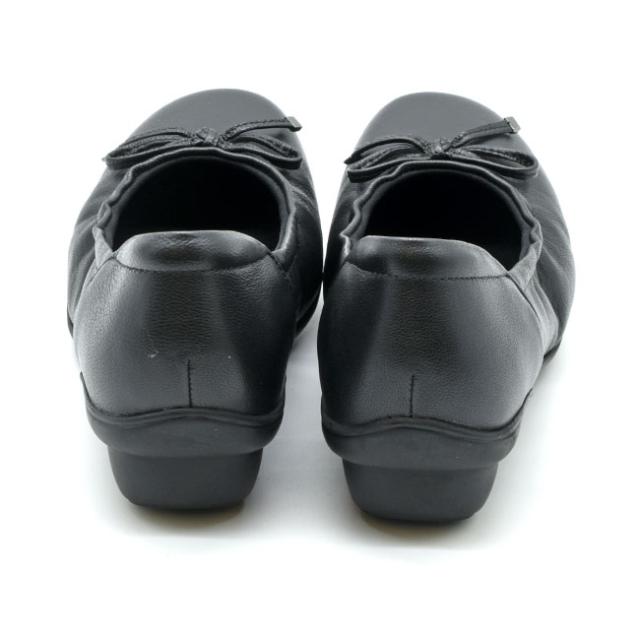 エアリーステップ Airy step バレエシューズ リボン ローヒール 本革 レザー オフィス お仕事 レディース ブラック 黒 22-25 3551