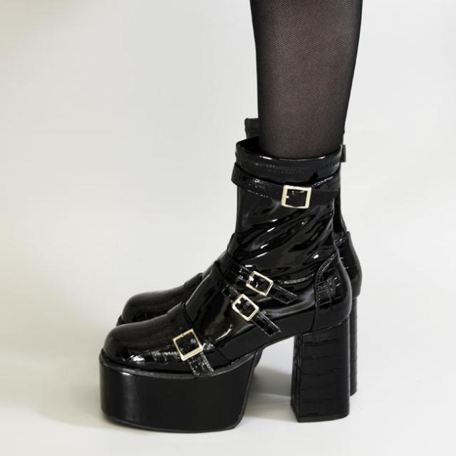 ヨースケ YOSUKE ストレッチブーツ 厚底ブーツ チャンキーヒール レディース ブラック 黒 白 全4色 S-LL 2820052