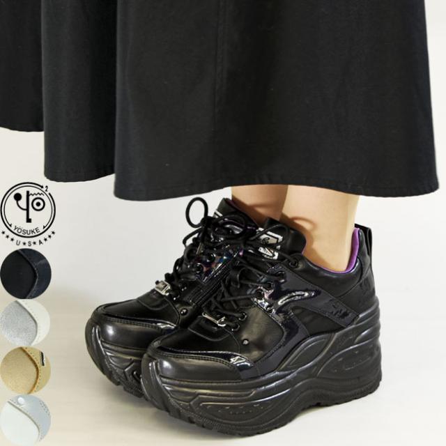 ヨースケ YOSUKE 厚底スニーカー レースアップ ハイソール レディース 全4色 22.5cm-25cm 黒 白 2601183