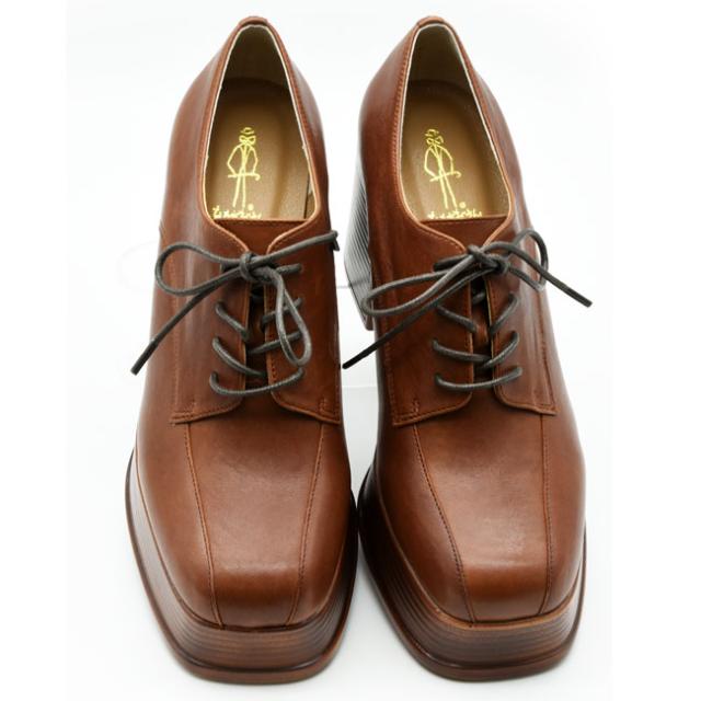 あしながおじさん 厚底シューズ チャンキーヒール 本革 レザー