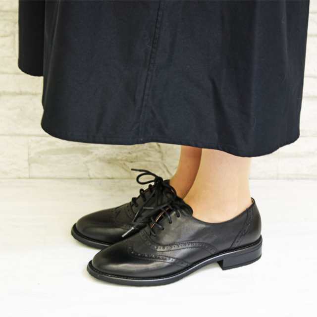 あしながおじさん レースアップパンプス 厚底 本革 レザー 防滑