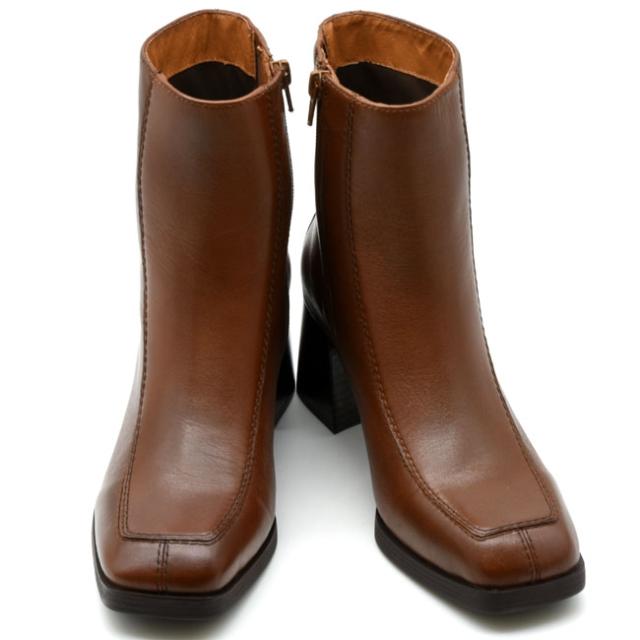 あしながおじさん 厚底ブーツ プレーンブーツ モカ 本革 レザー