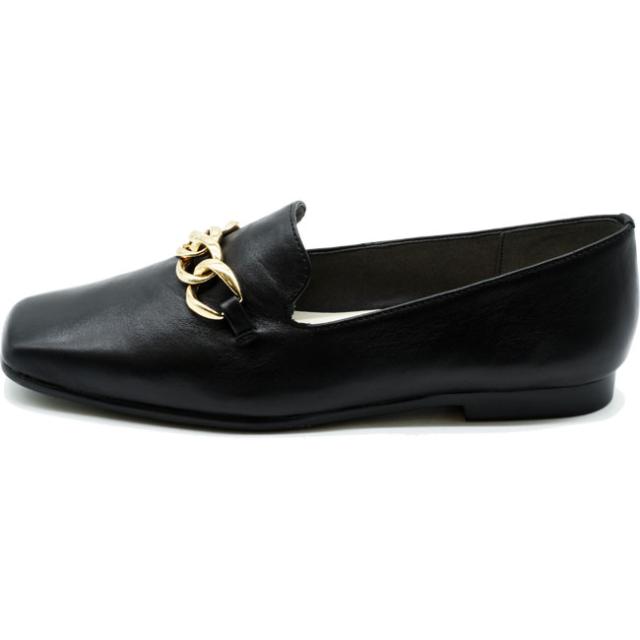 スリッポン ローファー パンプス レディース 本革 レザー ブラック