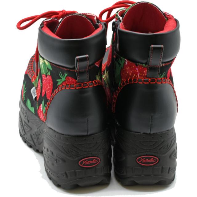 新作 YOSUKE U.S.A イチゴ柄 花柄 レースアップハイソール 厚底スニーカーブーツ 2800371 2801371 (予約)は5月下旬頃〜入荷予定 新作 YOSUKE U.S.A イチゴ柄 花柄 レースアップハイソール 厚底
