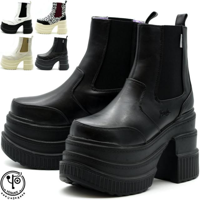 ヨースケ YOSUKE 厚底ブーツ サイドゴアブーツ チャンキーヒール レディース 全4色 S-LL ブラック 黒 4460050 (予約)は7月下旬頃〜入荷予定