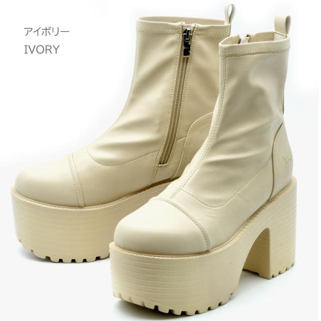 ヨースケ YOSUKE 厚底ブーツ ストレッチブーツ ショートブーツ ハイソール レディース 全4色 S-LL ブラック 黒 4460052_3