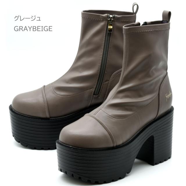 ヨースケ YOSUKE 厚底ブーツ ストレッチブーツ ショートブーツ ハイソール レディース 全4色 S-LL ブラック 黒 4460052_4