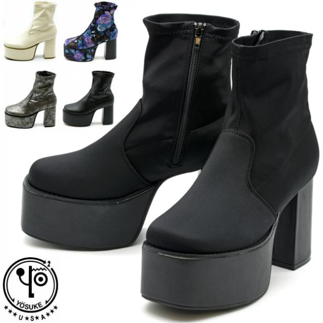 ヨースケ YOSUKE 厚底ブーツ ストレッチブーツ チャンキーヒール レディース 全4色 S M L LL 2820022