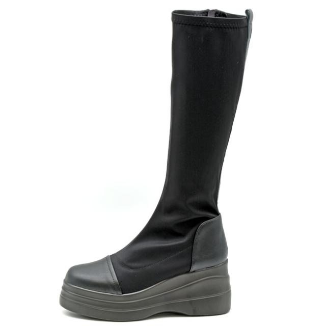 ブーツ 「YOSUKE/ヨースケ」厚底ニーハイブーツ ニーハイブーツ （ブラックシルキー）