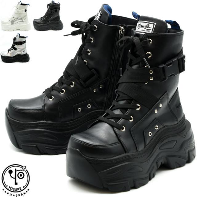 ヨースケ YOSUKE スニーカーブーツ 厚底ブーツ ショートブーツ レースアップブーツ レディース 全4色 黒 白 4460079の通販はレースアップブーツ