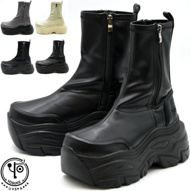 ヨースケ YOSUKE ストレッチブーツ 厚底ブーツ スニーカーブーツ ショートブーツ レディース 全4色 S M L LL 黒 4460080の通販は