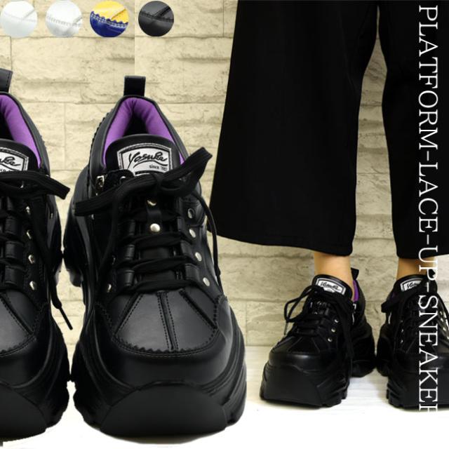ヨースケ YOSUKE 厚底スニーカー レースアップ プラットフォーム ダッドスニーカー レディース 全4色 S M L LL 黒 白 4460081