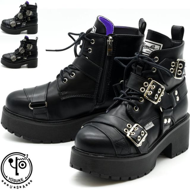 ヨースケ YOSUKE レースアップブーツ 厚底ブーツ ショートブーツ メンズ 全2色 26 27 ブラック 黒 6318004 (予約)7月下旬頃〜入荷予定