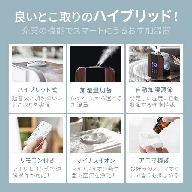 ◎人気売れ筋品を取り揃えましたマイナスイオン搭載の大容量ハイブリッド式加湿器