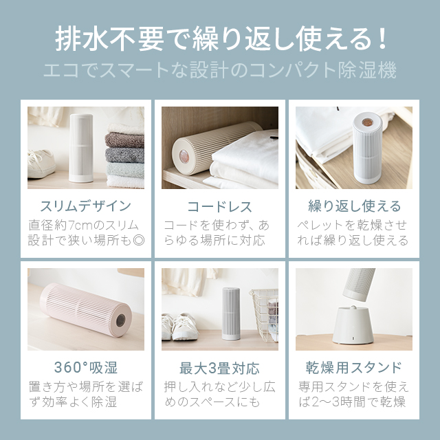 モダンデコ 繰り返し使えるコンパクト除湿機 除湿器 除湿器 コンパクト 