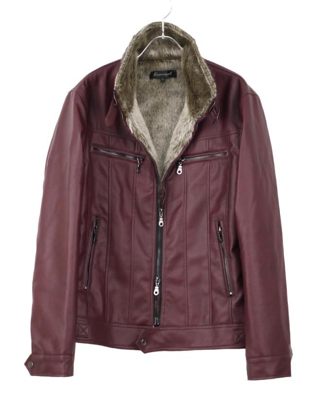 ライダースジャケット メンズ レザージャケット 裏ボア ファー