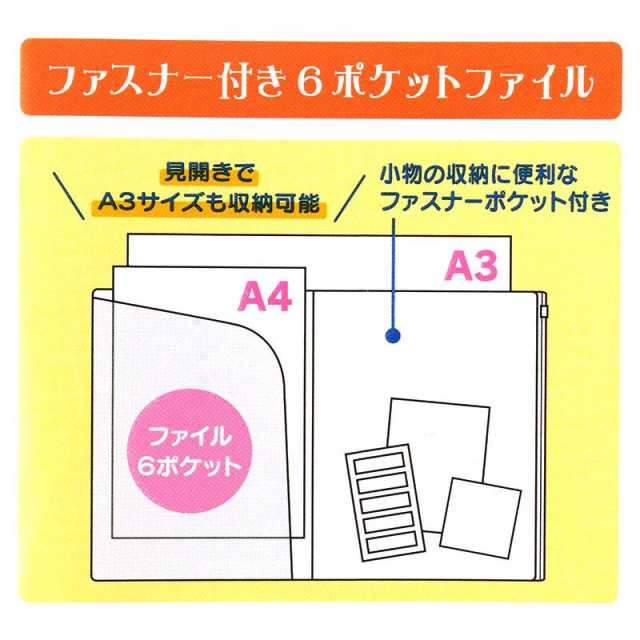 ポチャッコ クリアファイル 6ポケット A4 A3 ファスナー付き クリア