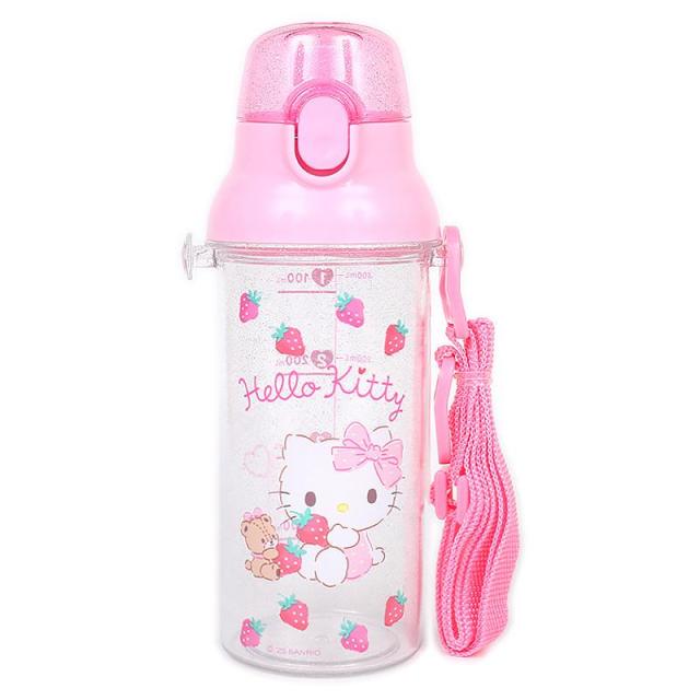 ハローキティ 水筒 ワンタッチクリアボトル 軽量 480ml メモリ付き