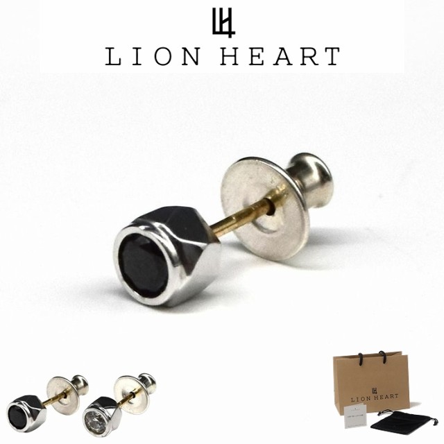 ライオンハート ピアス メンズ フラグメントスタッズピアス ブラック SV925 LH-1EA037 LION HEART メンズピアス 片耳用 1点売り クリスマ