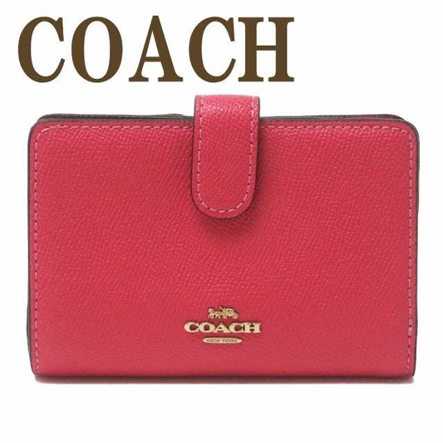 コーチ COACH 財布 レディース 二つ折り財布 ロゴ ピンク レザー 11484IMQOB ブランド 人気