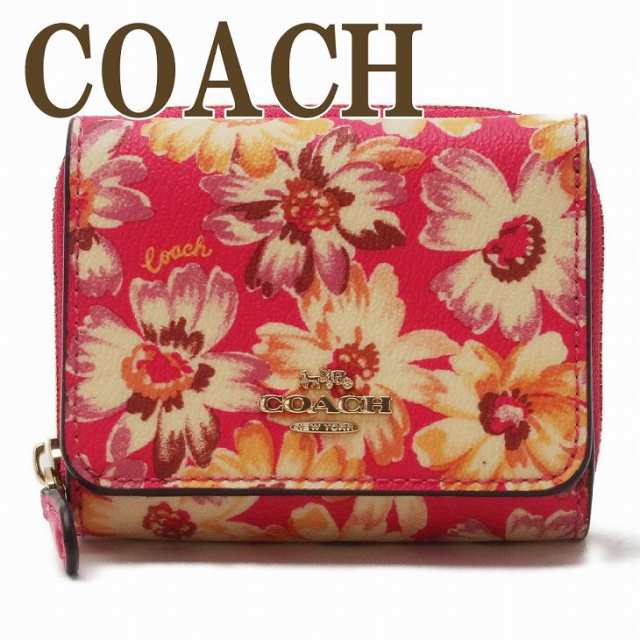 コーチ coach 財布 レディース 三つ折り財布 レザー フローラル 花柄 ピンク 3509impmc ブランド 人気 長財布